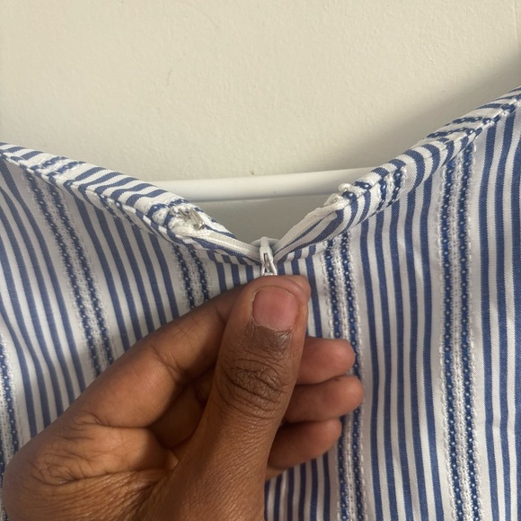 | Alex Marie Striped Puff Sleeve Dress Cottagecore Prairie Button Front Belted - Picture 7 of 8